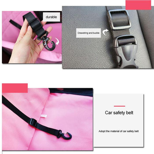 Luxe Pups ™ Luxury Barbie Inspired Car-Seat and Carrier for Dogs/Pets/Cats. Seatbelt features for safety for your pup. Leather and cotton. Zipper pocket. Seatbelt features with drawstring and buckle.