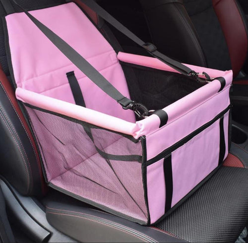 Luxe Pups ™ Luxury Barbie Inspired Car-Seat and Carrier for Dogs/Pets/Cats. Seatbelt features for safety for your pup. Leather and cotton. Zipper pocket.